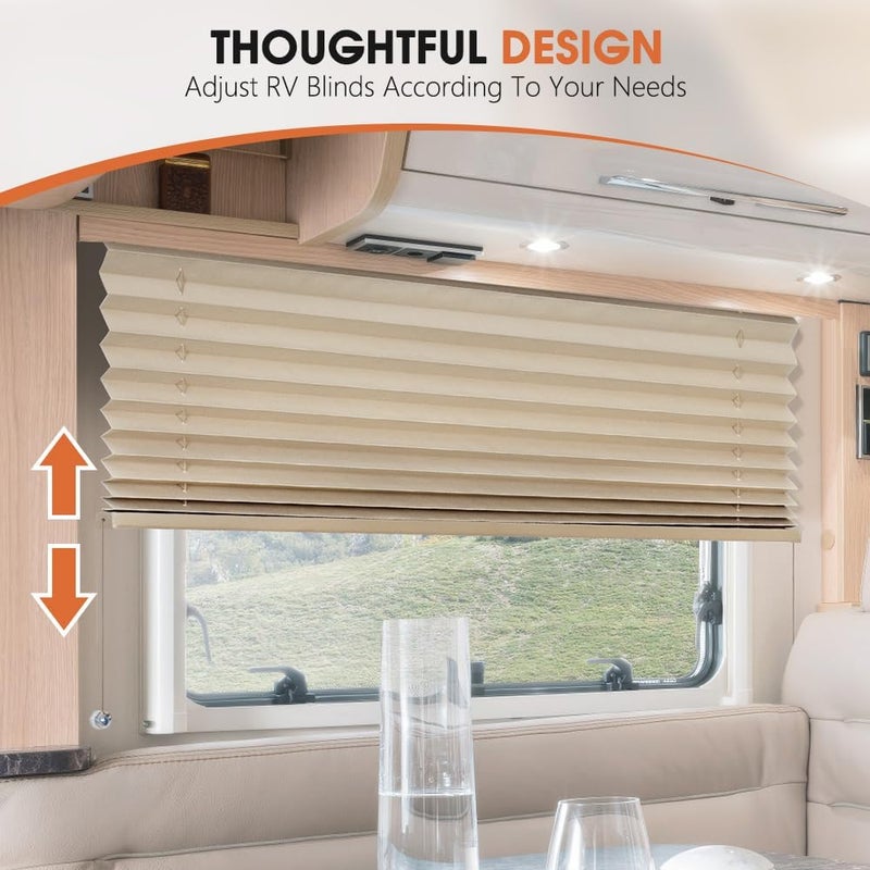 SEEYE RV Blinds, Blackout RV Curtains for Camper Window 17'' W * 24'' L RV Pleated Shades Camper Blinds with Aluminum Foil, RV Accessories Window Coverings for Travel Trailer Window Shade, Cappuccino - Image 4